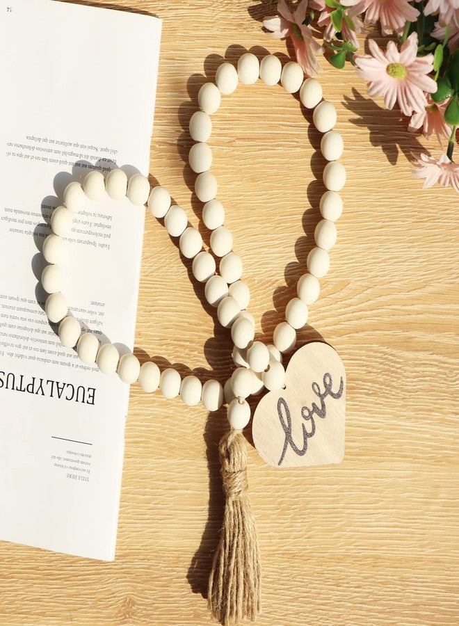 Meplait Love Wooden Bead Garland with Tassel, Decorative Beads Home Decor Farmhouse Tassel Garland Boho Decor for Tiered Tray（38in） - Image 3